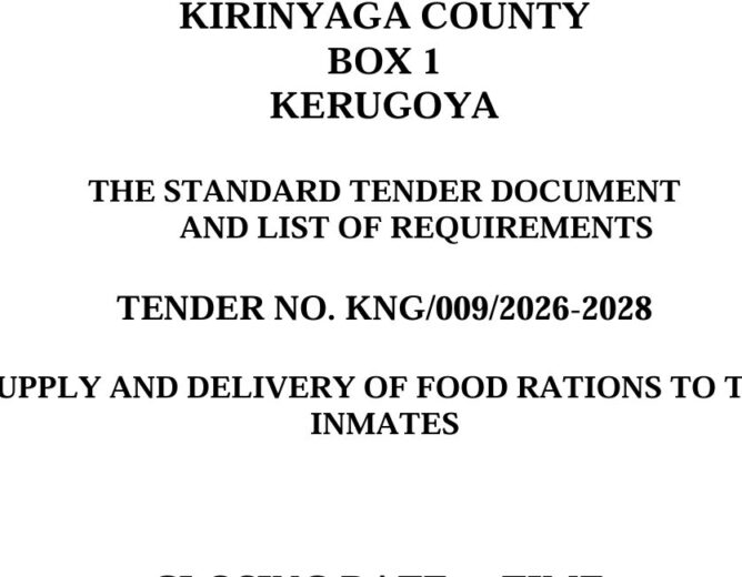 TENDER NO. KNG/009/2026-2028