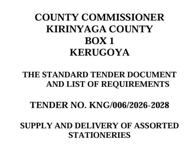 TENDER NO. KNG/006/2026-2028