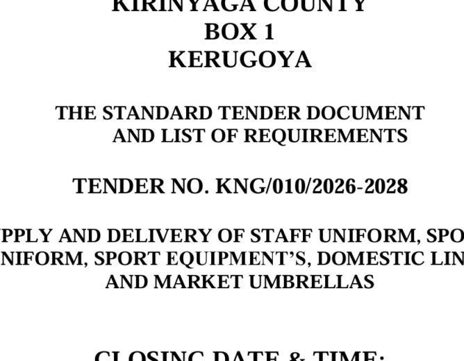 TENDER NO. KNG/010/2026-2028