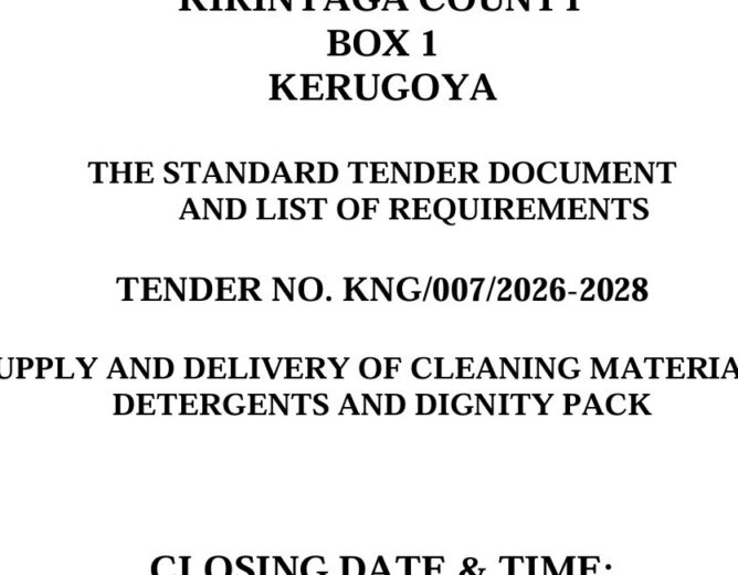 TENDER NO. KNG/007/2026-2028