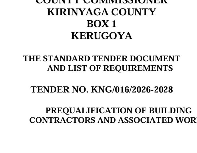 TENDER NO. KNG/016/2026-2028