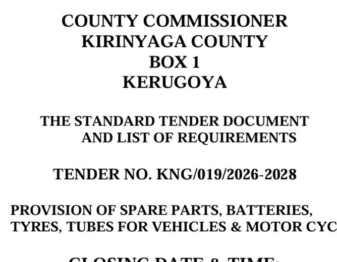 TENDER NO. KNG/019/2026-2028