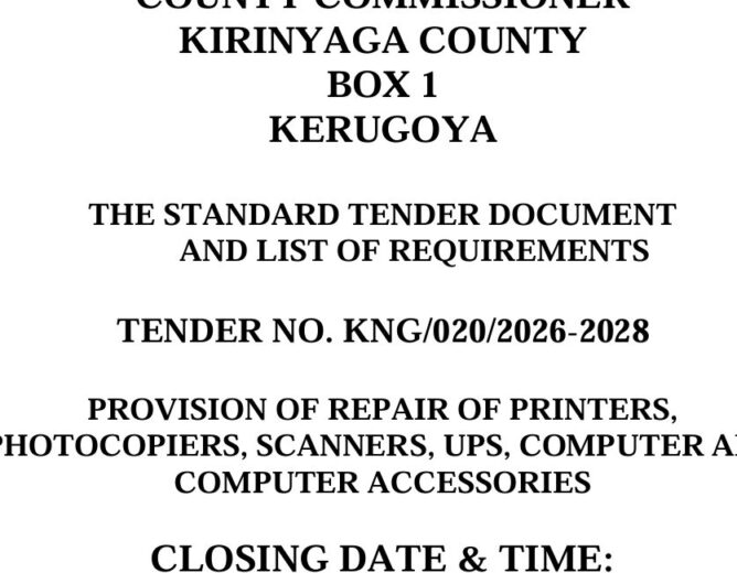 TENDER NO. KNG/020/2026-2028