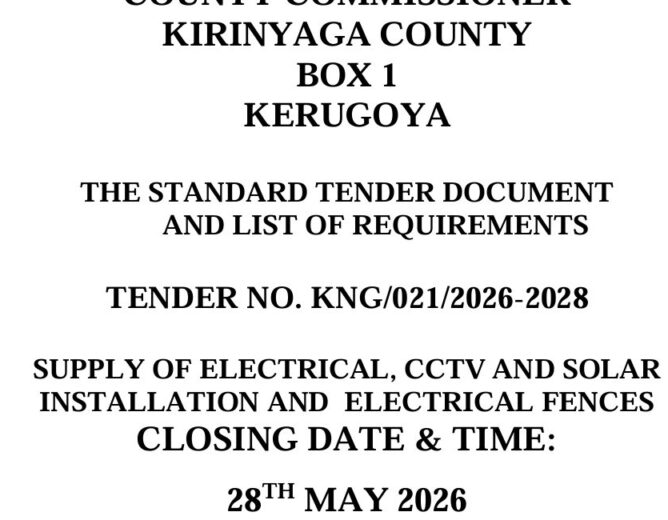 TENDER NO. KNG/021/2026-2028