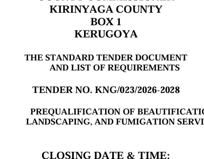 TENDER NO. KNG/023/2026-2028
