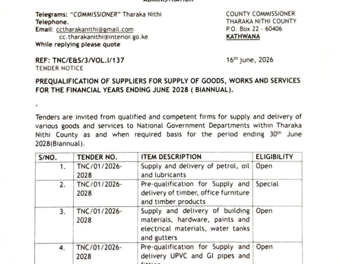 PREQUALIFICATION OF SUPPLIER FOR THE FINANCIAL YEAR ENDING JUNE 2028